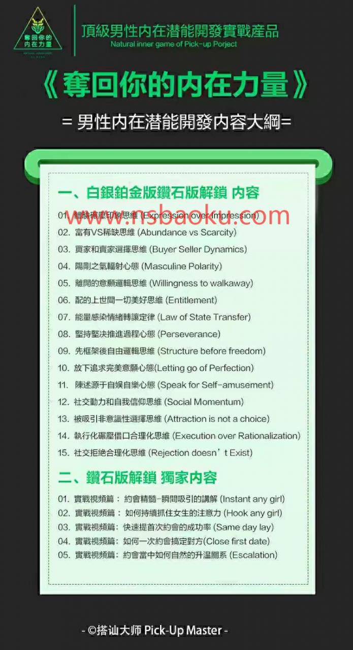瑞恩情感课程《夺回你的内在力量》钻石版百度云下载【091504】-男士宝库