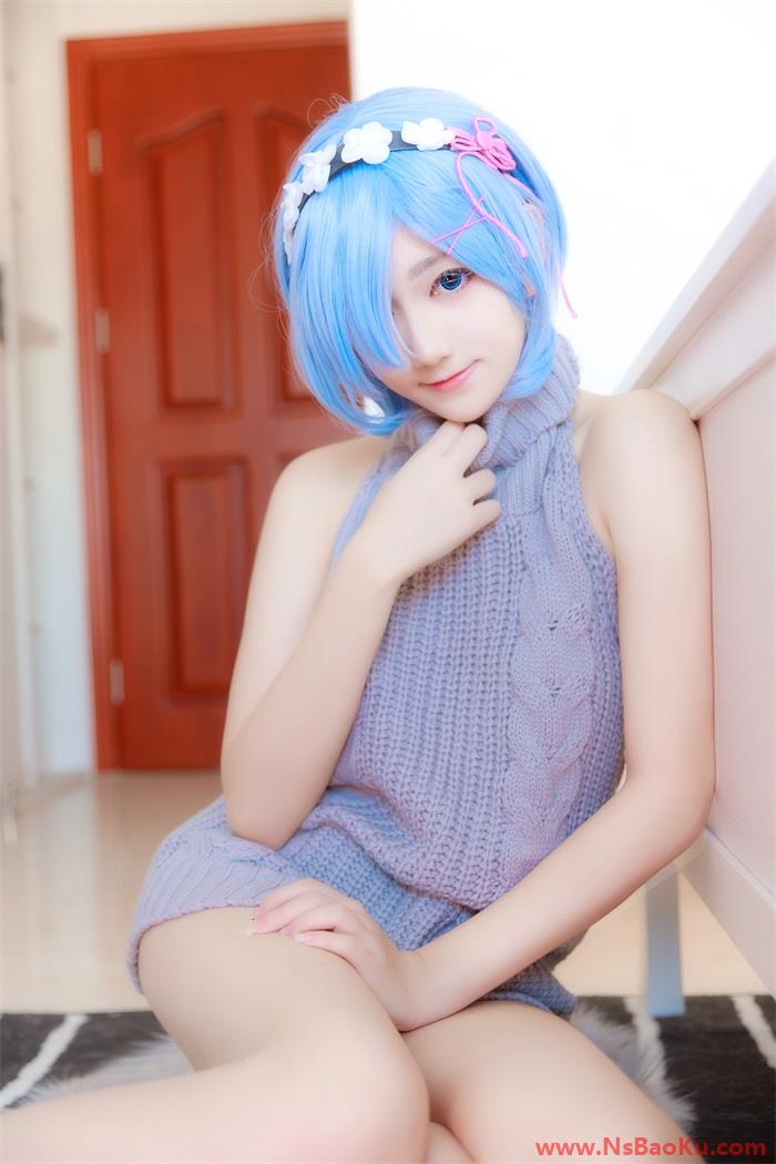 微博红人动漫Coser@南桃Momoko 蕾姆露背毛衣 [12P/94.2MB]-男士宝库