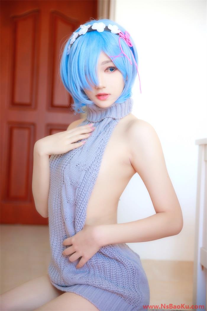 图片[2]-微博红人动漫Coser@南桃Momoko 蕾姆露背毛衣 [12P/94.2MB]-男士宝库